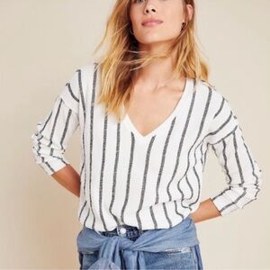 Anthropologie‎ Willa Top Textured Black and White Women’s Blouse Size Small